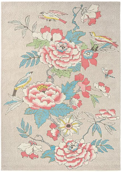 Floral Wool / Viscose Hand-Woven Rug