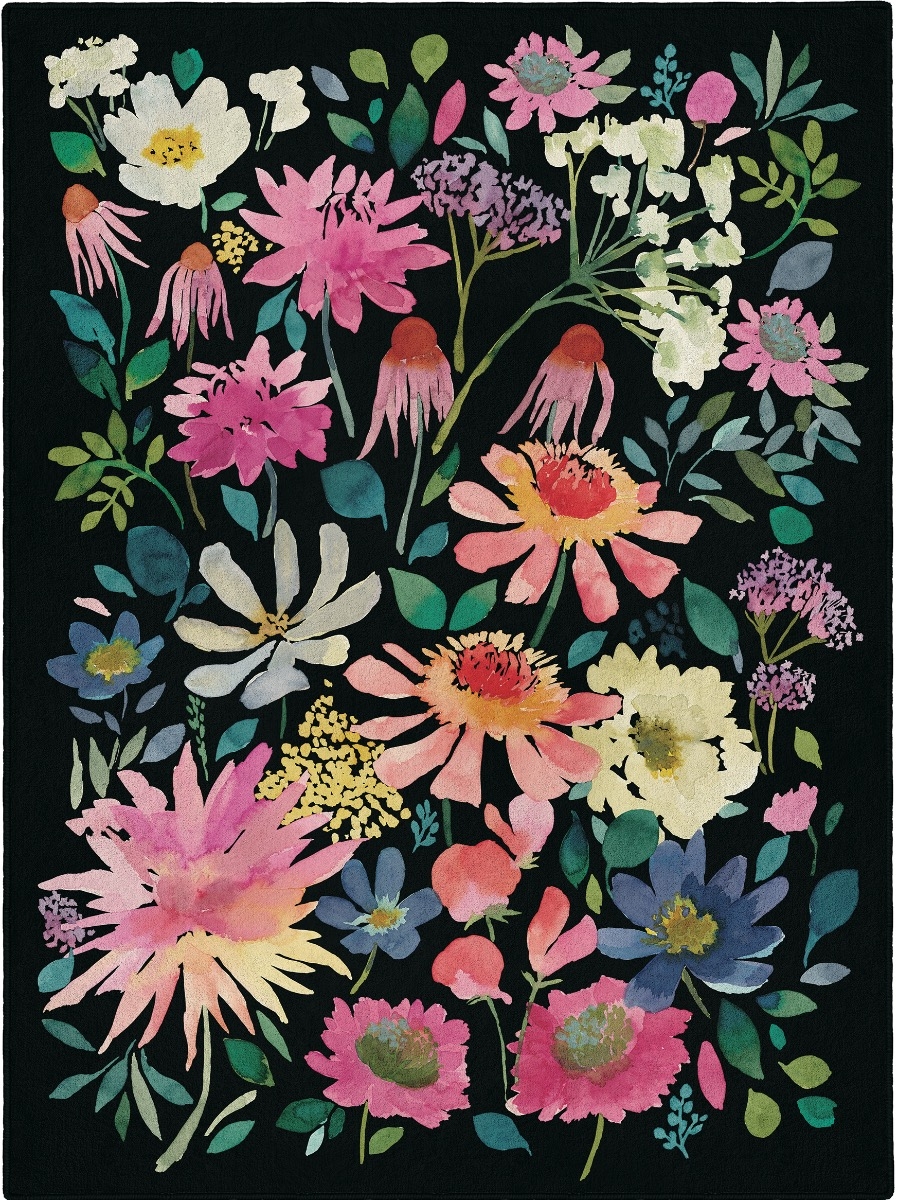Dark Floral Multicolour Rug