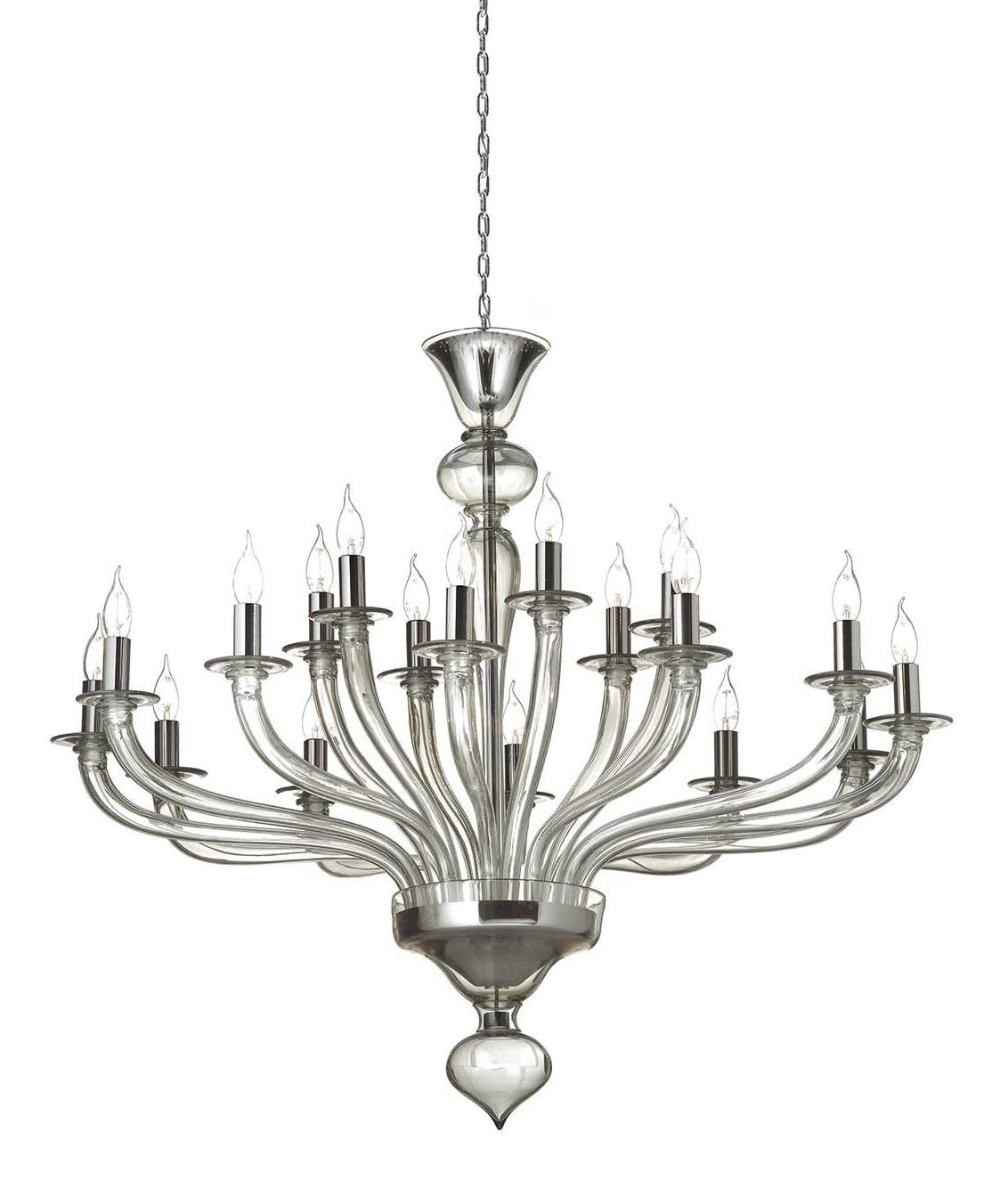Murano Steel Grey 18-Light Chandelier
