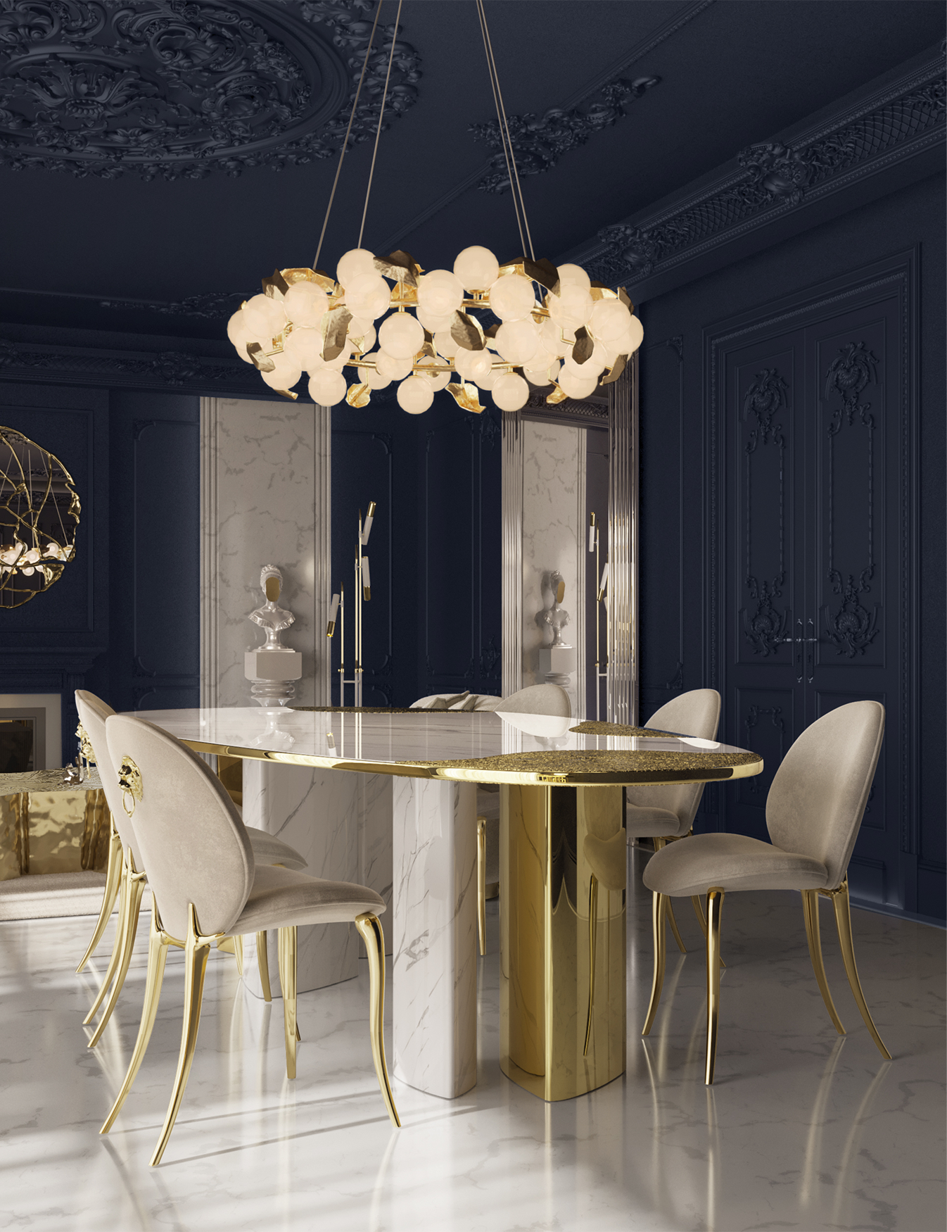 Marble & Gold Luxe Dining Table