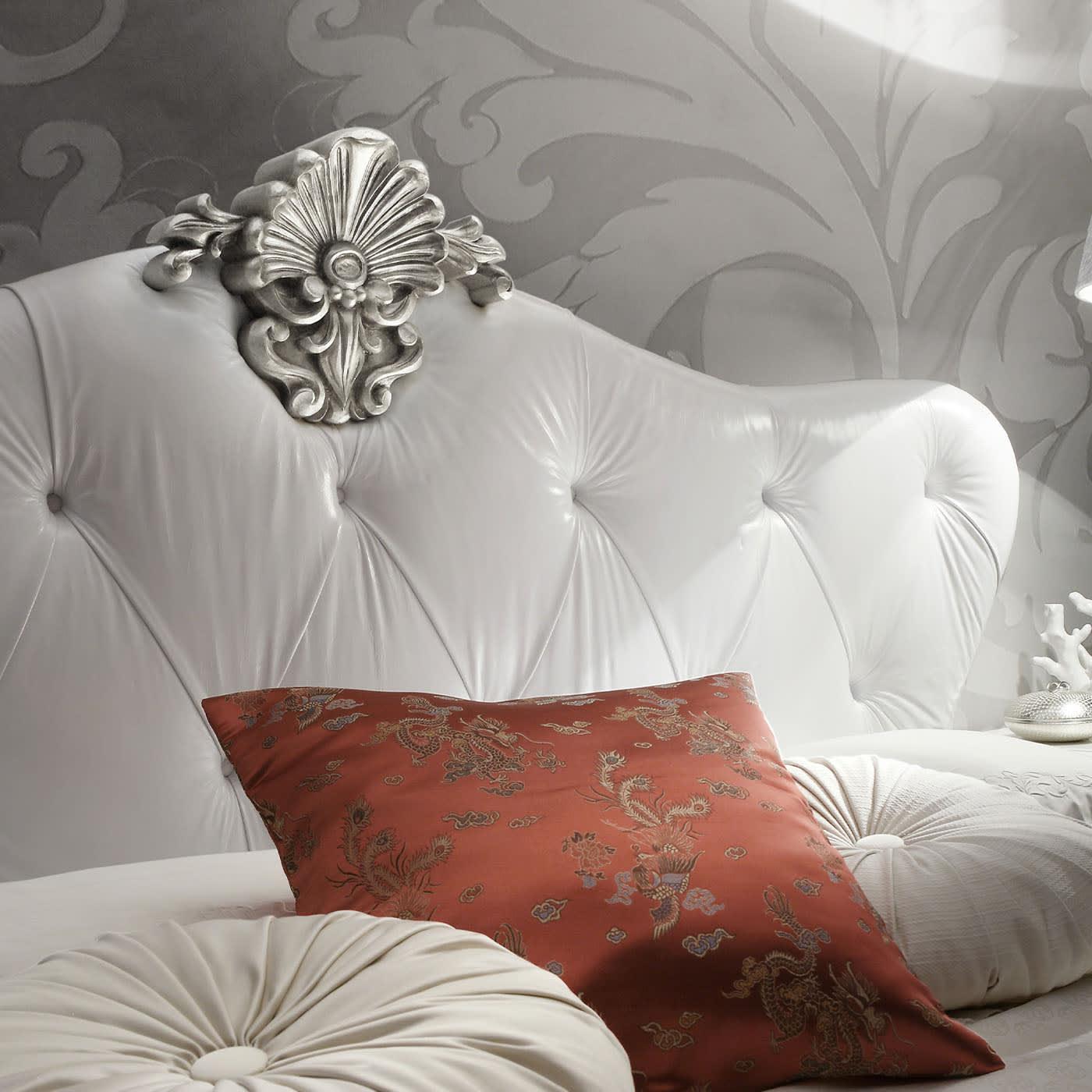 White Leather Headboard Upholstered Bed