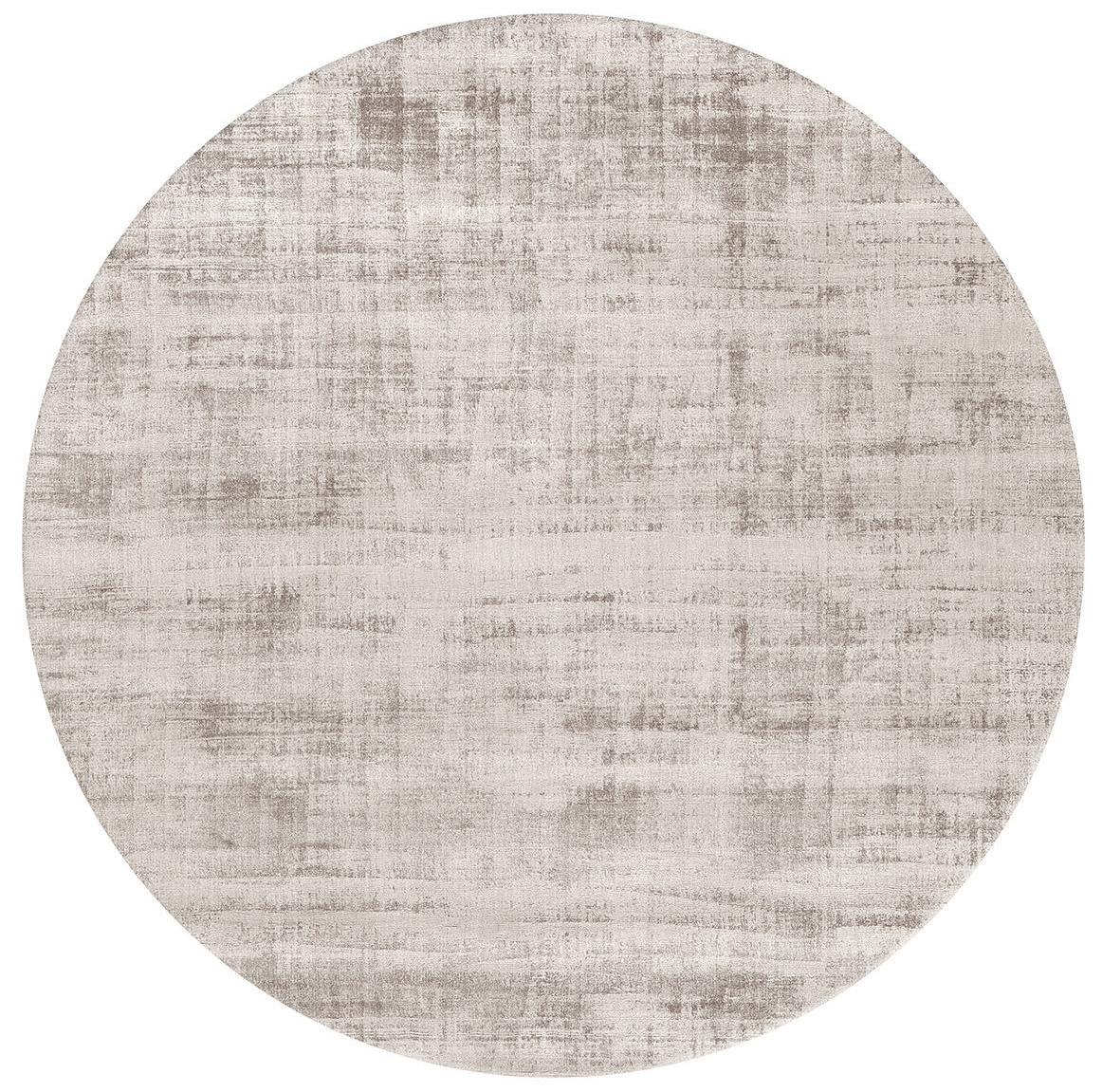 Handwoven Gray Round Silk Rug | Size: Ø 300 cm
