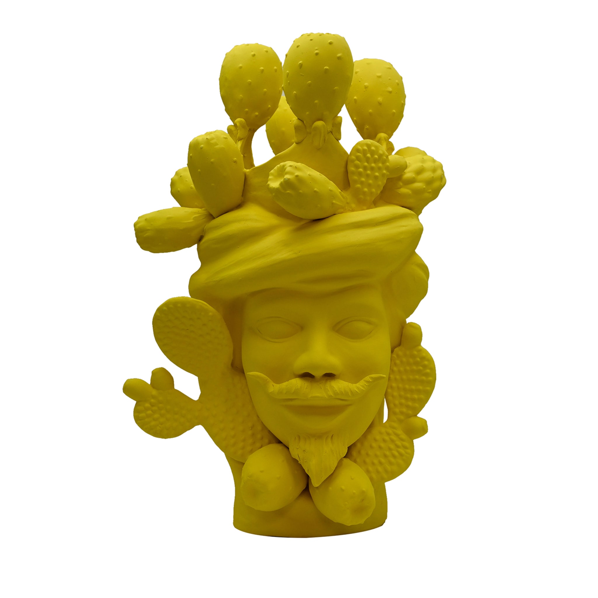 Unique Yellow Moor's Head Handcrafted Sculpture