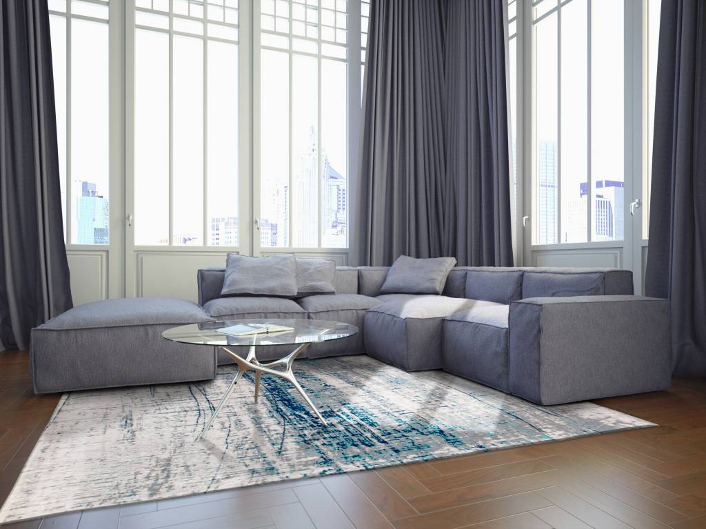 Abstract Indoor Azure Rug | Size: 80 x 150 cm