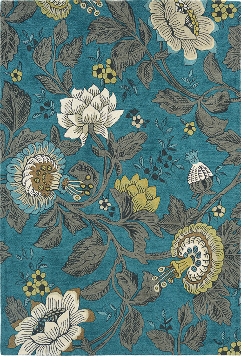 Passion Flower Teal 37117 Rug ☞ Size: 170 x 240 cm