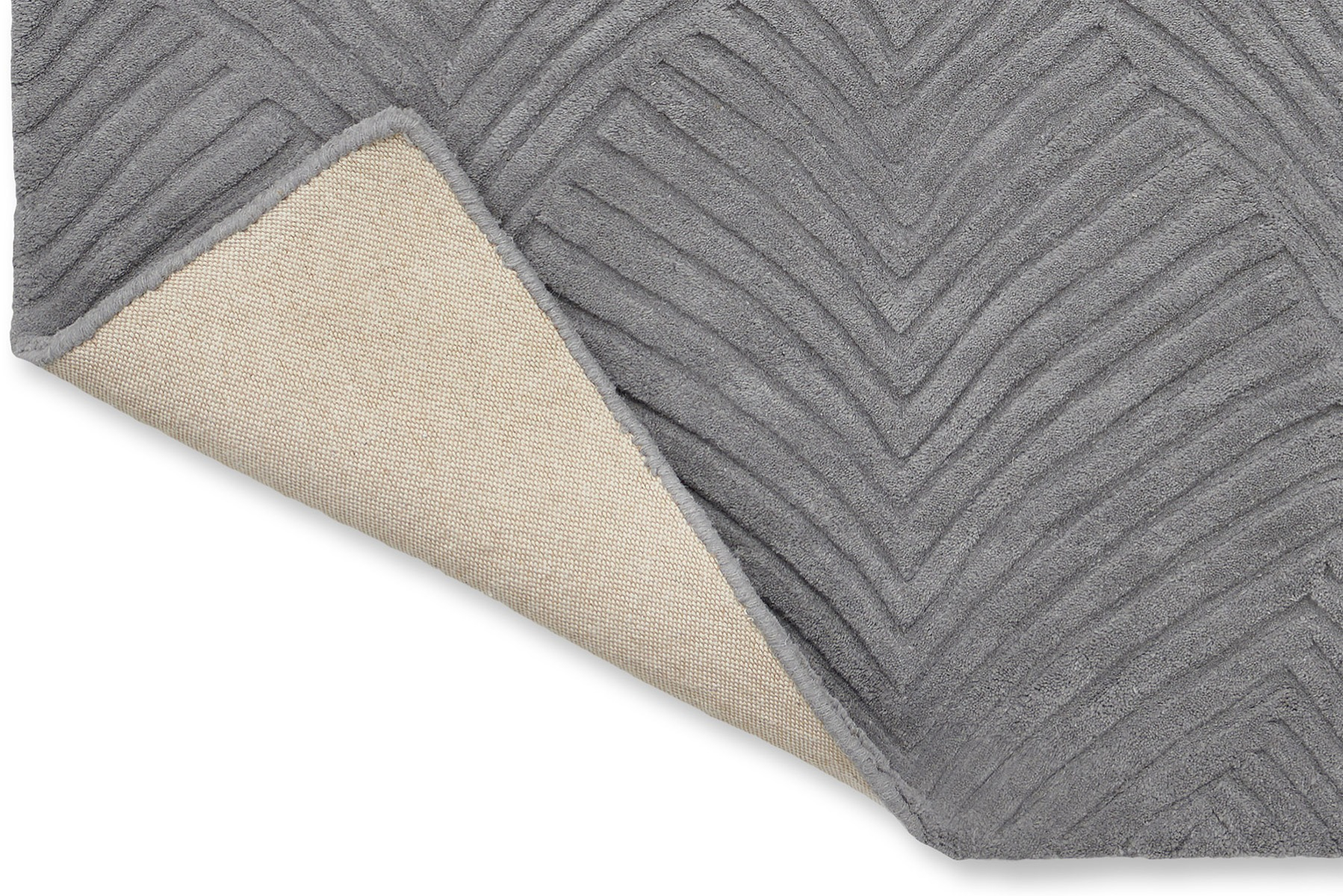 Grey Wool Modern Hand Woven Rug ☞ Size: 170 x 240 cm