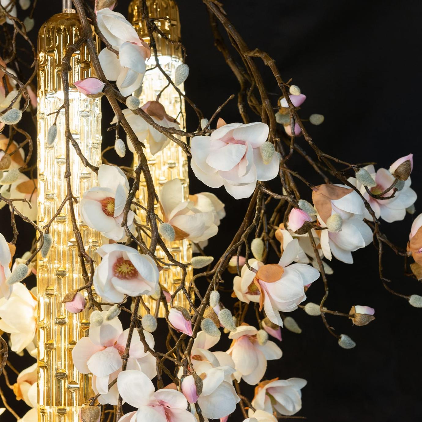 Magnolia White and Gold Chandelier