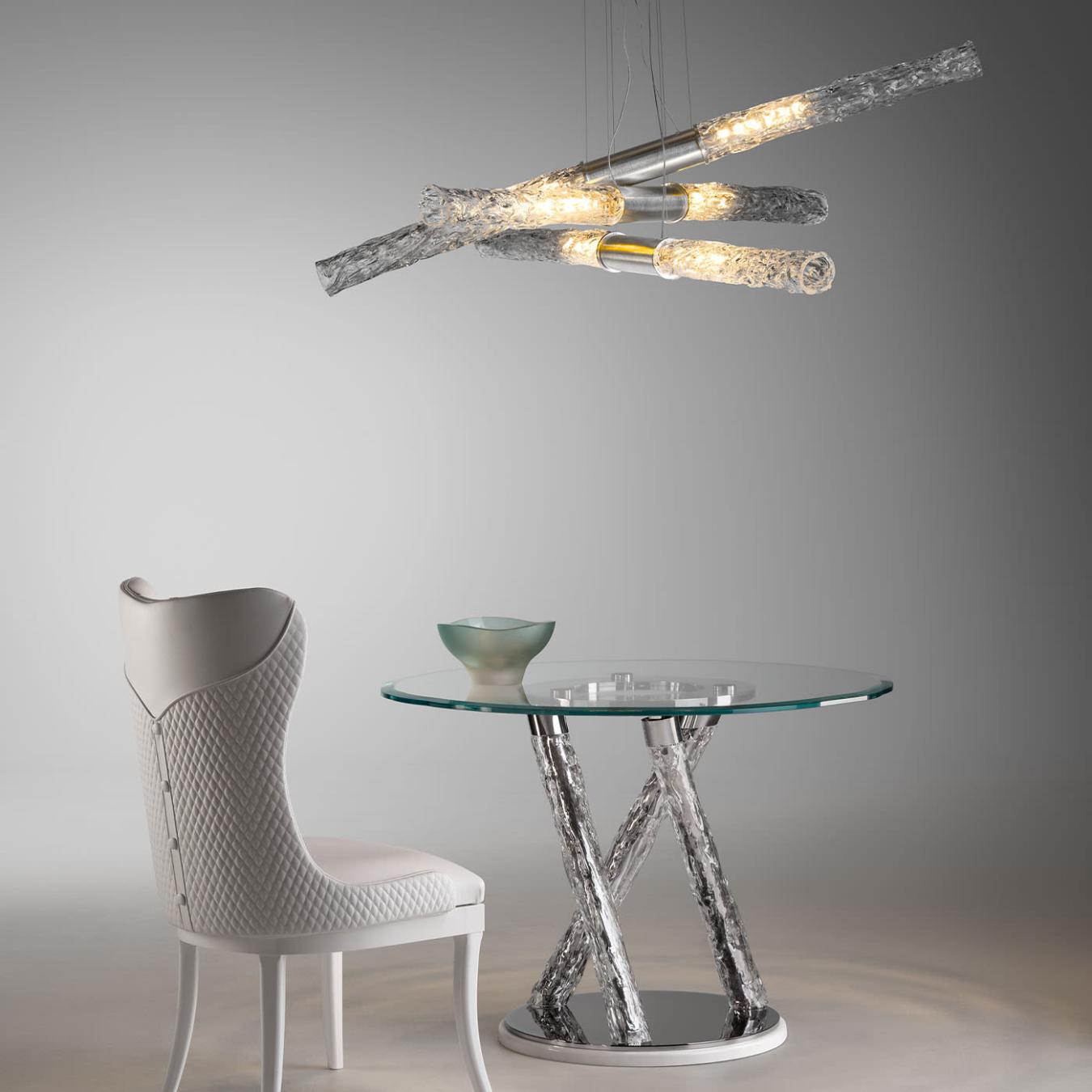 Sculptural-Leg Round Glass Dining Table