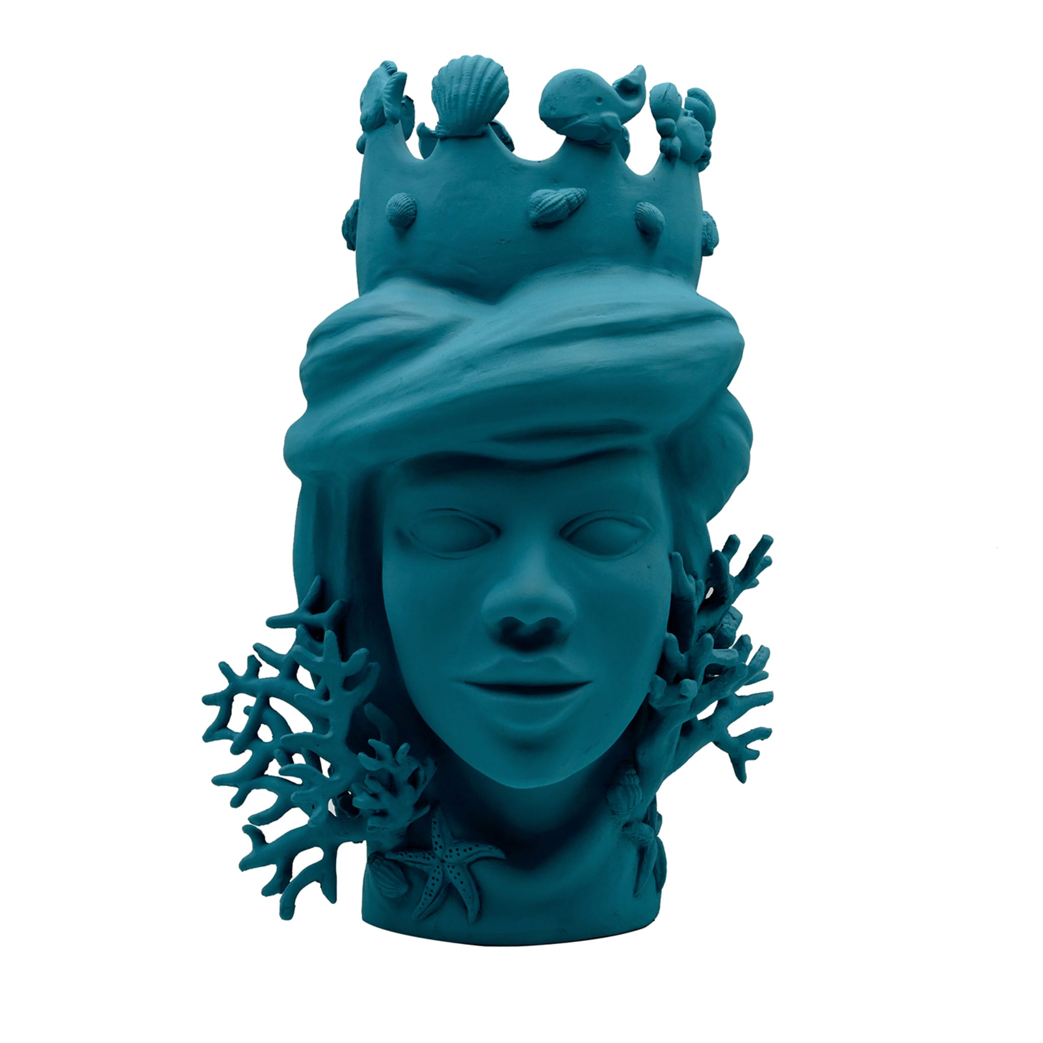 Teal Moor's Head Handcrafted Italian Sculpture