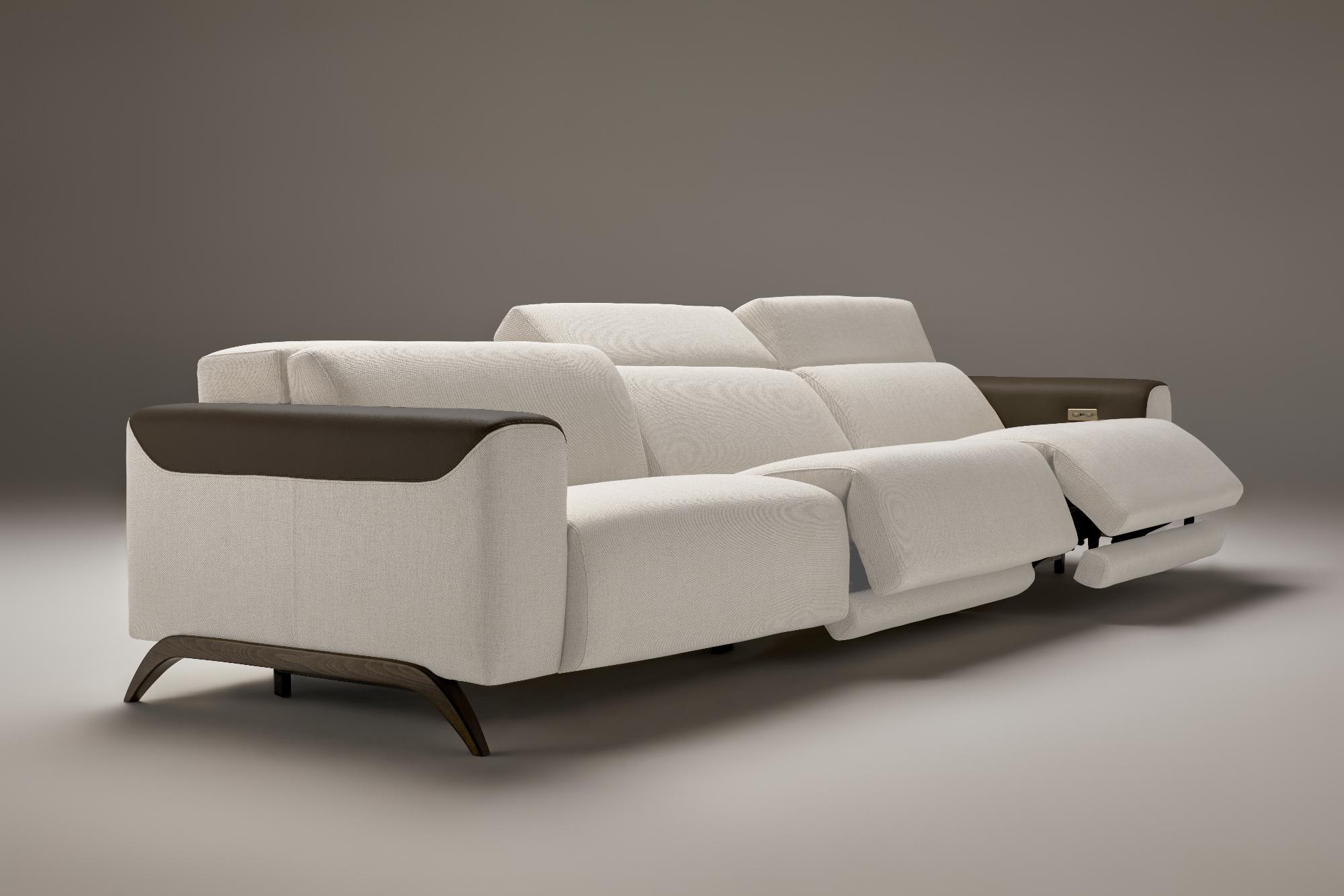 Atlanta Black & White 3-Seater Reclining Sofa