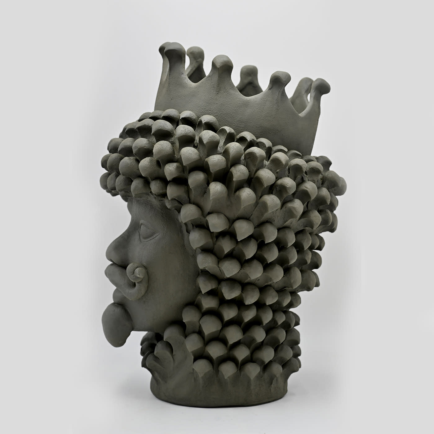 Smoky Grey Moor's Head Sculpture