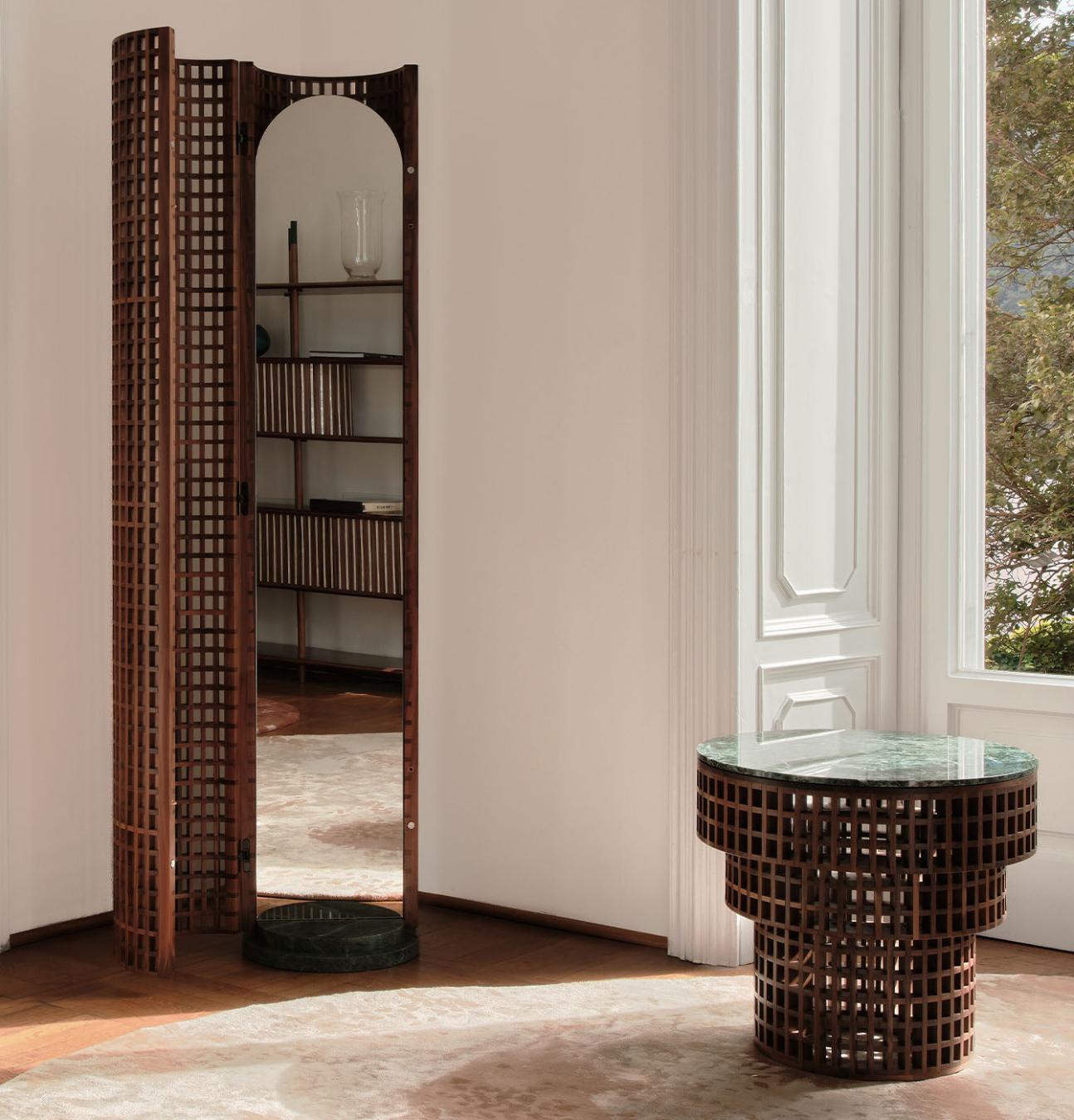 Marble & Walnut Side Table