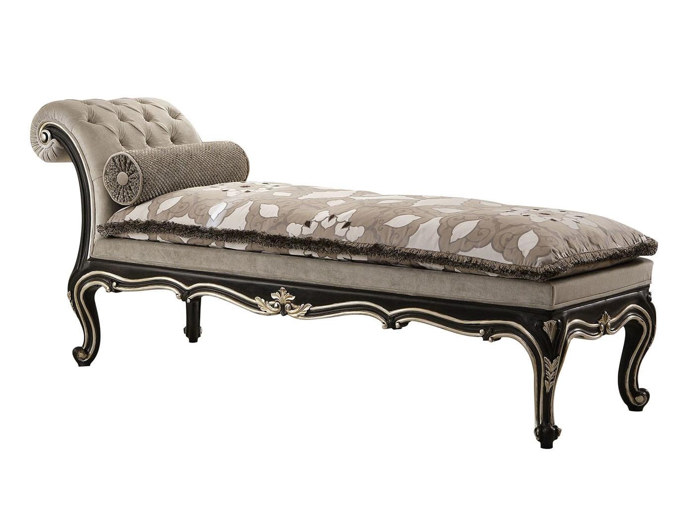 Silver Leaf Upholstered Chaise Longue