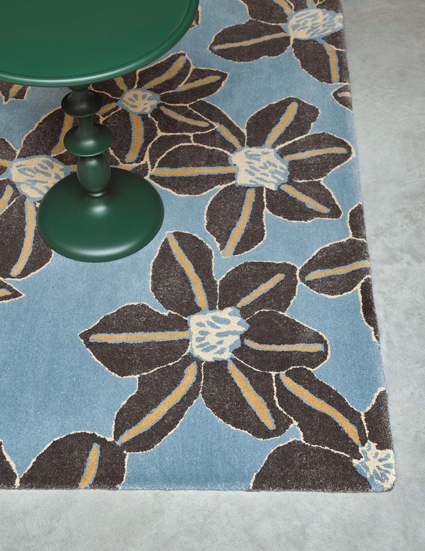 Hand-Woven Light Blue Wool Rug