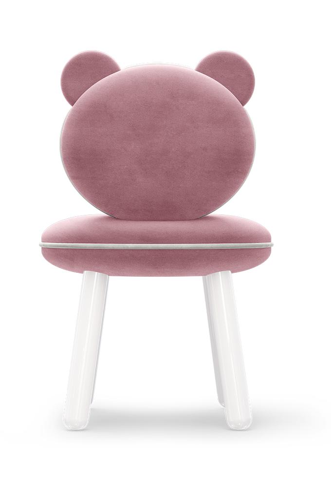 Fluffy Bear Pink Plush Kids Chair