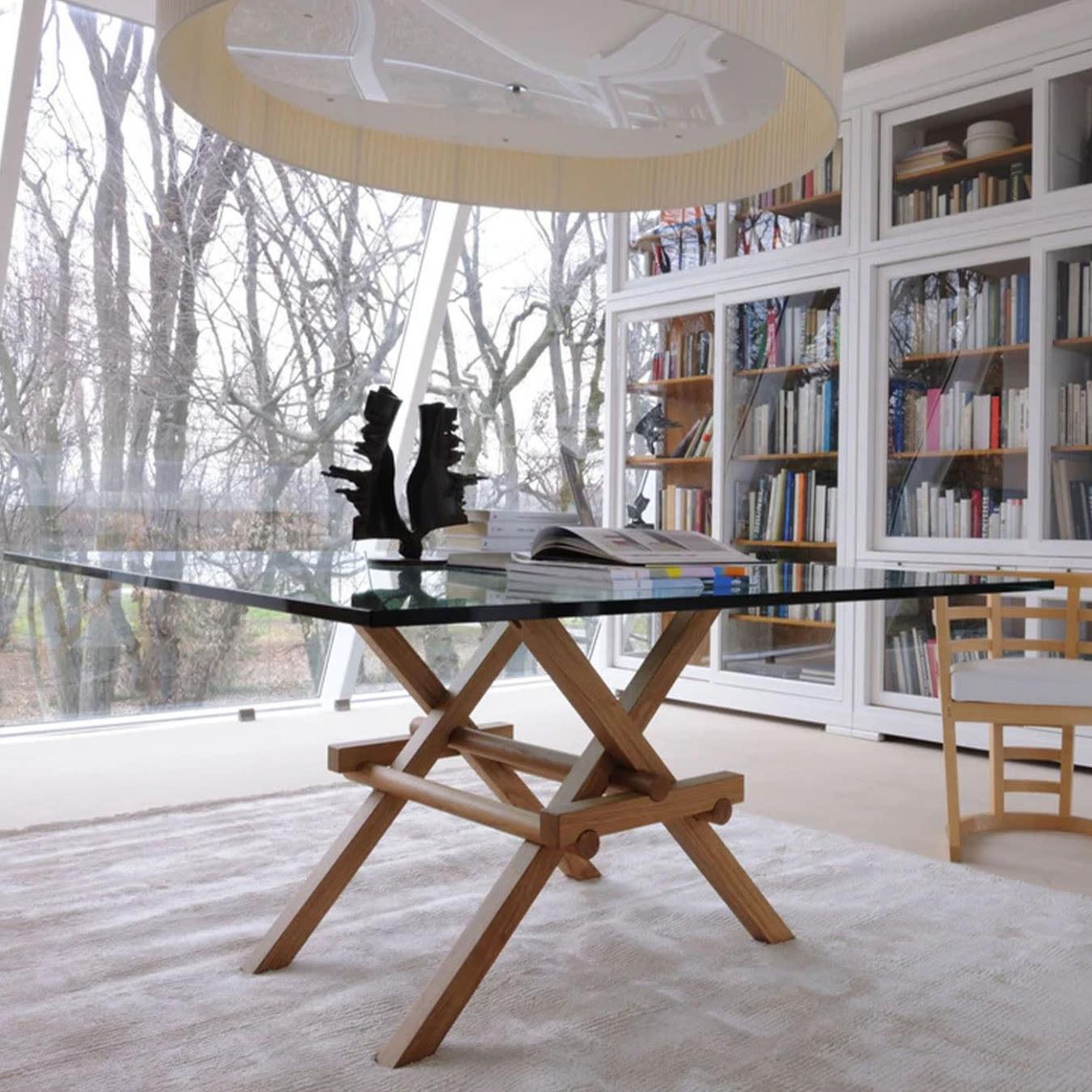 Leonardo Glass Top Handcrafted Dining Table