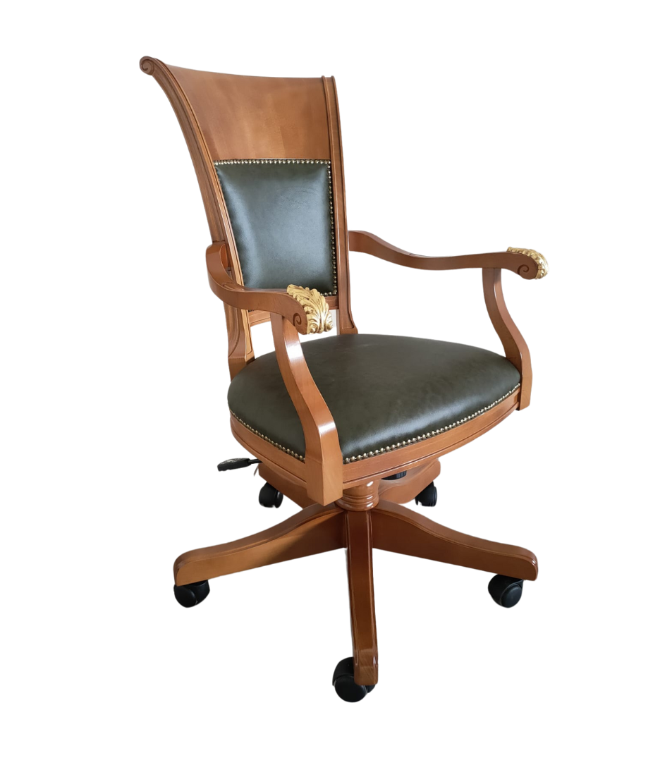 Designer Leather Italian Swivel Armchair