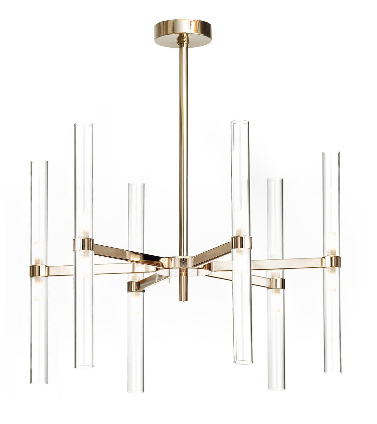 Soft Gold Borosilicate Glass Chandelier