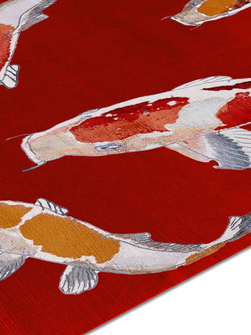 Fish Red Luxury Hand-Woven Rug