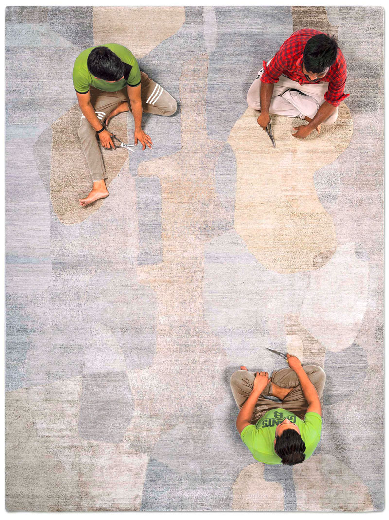 Silver Sand Hand-Knotted Wool / Silk Rug