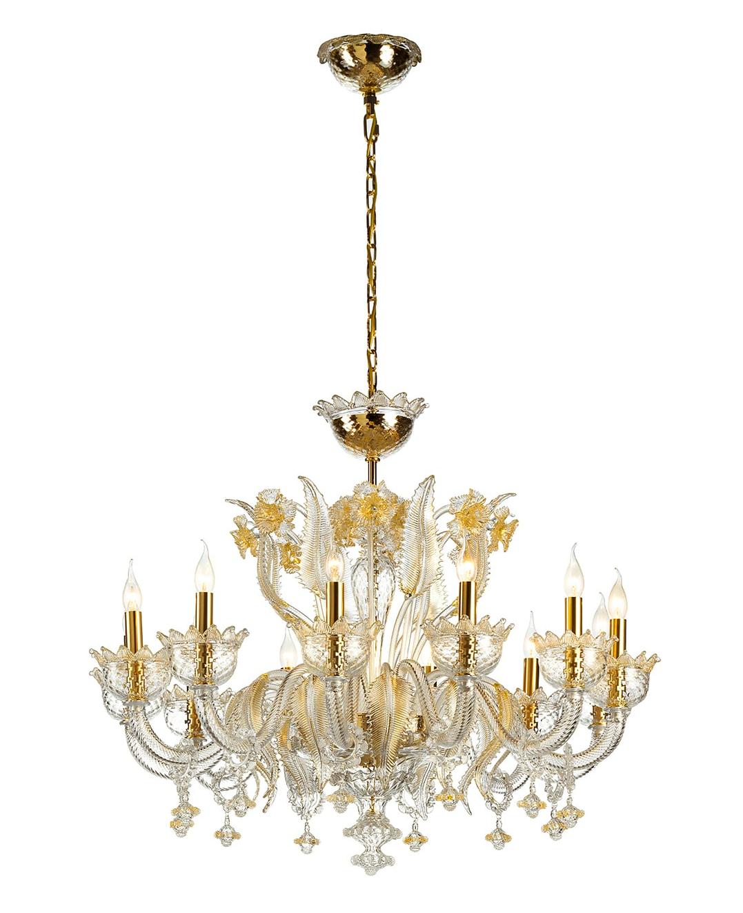 Murano Transparent & Gold Chandelier