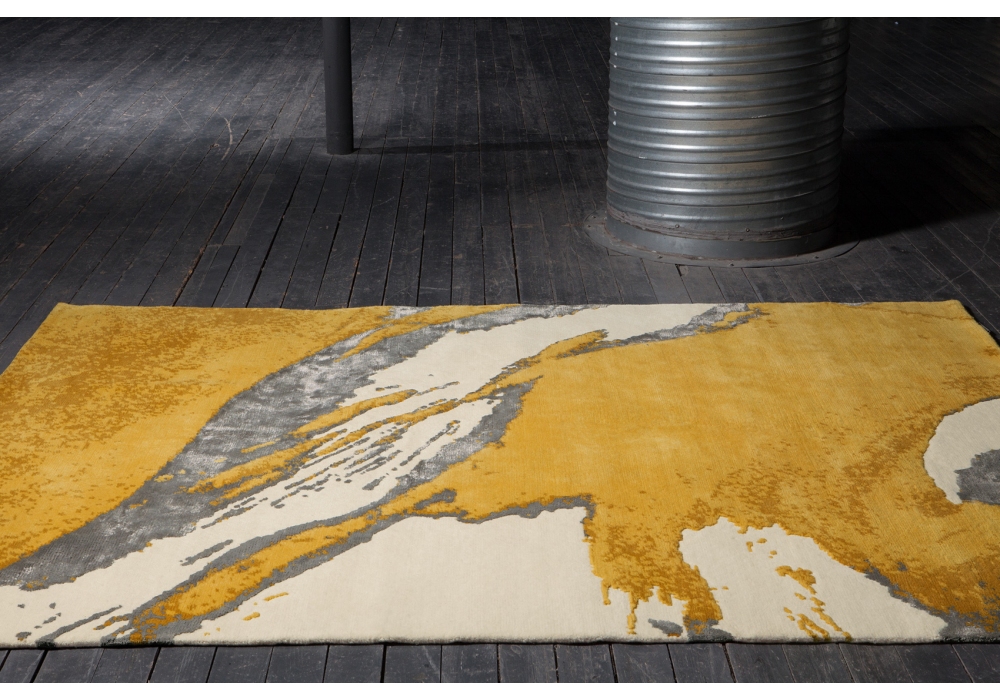 Abstract Yellow Viscose / Wool Handwoven Luxury Rug | Size: 300 x 400 cm