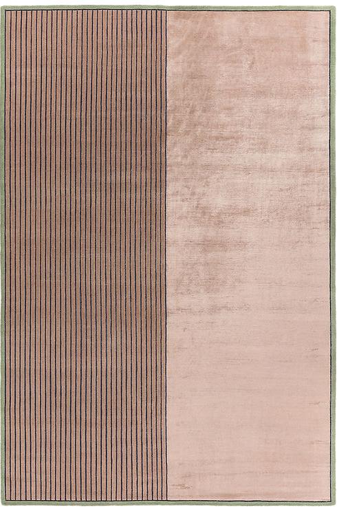 Hand Woven Striped Viscose / Wool Rug