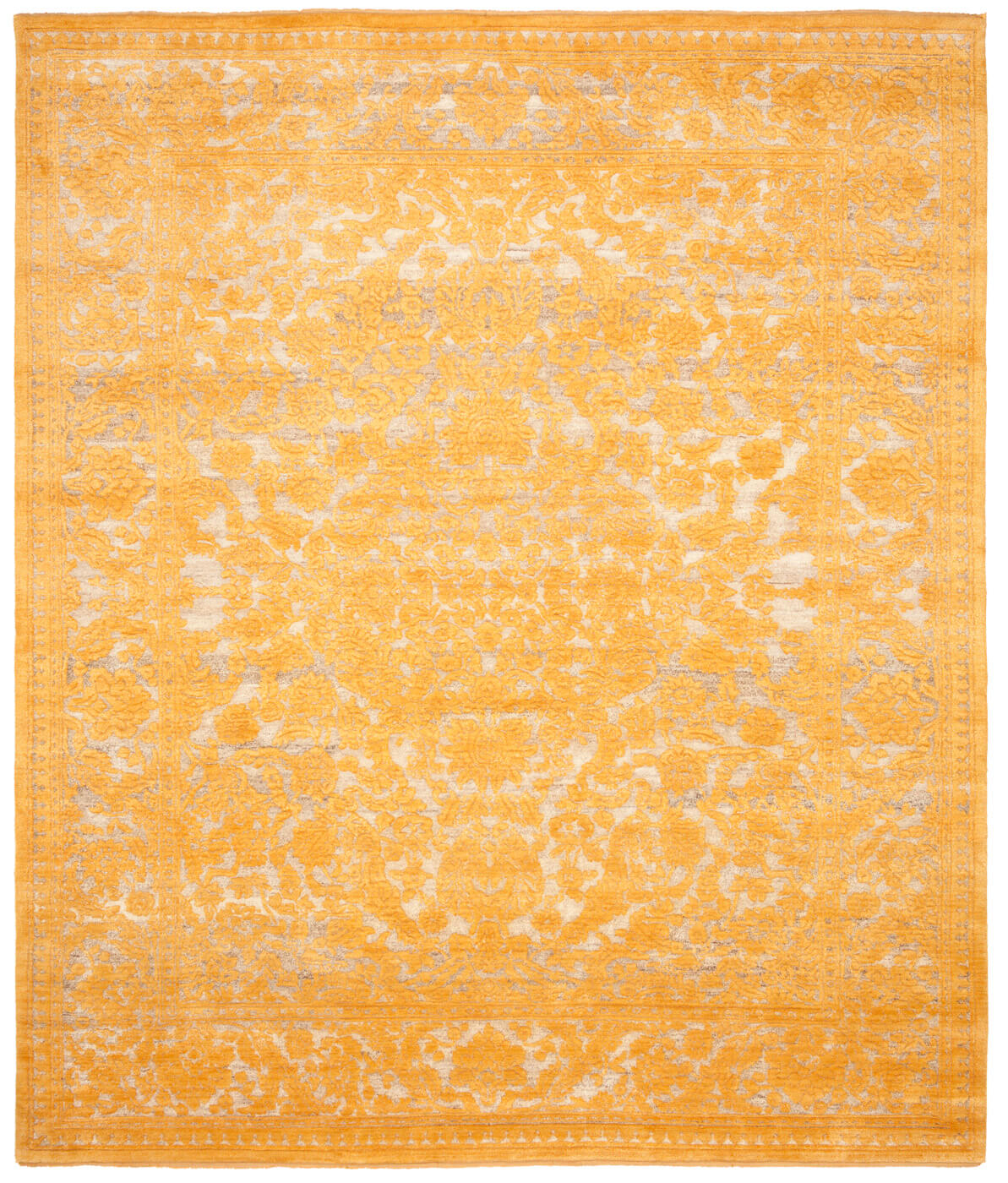 Medallion Hand-woven Yellow Luxury Rug | Size: 250 x 300 cm