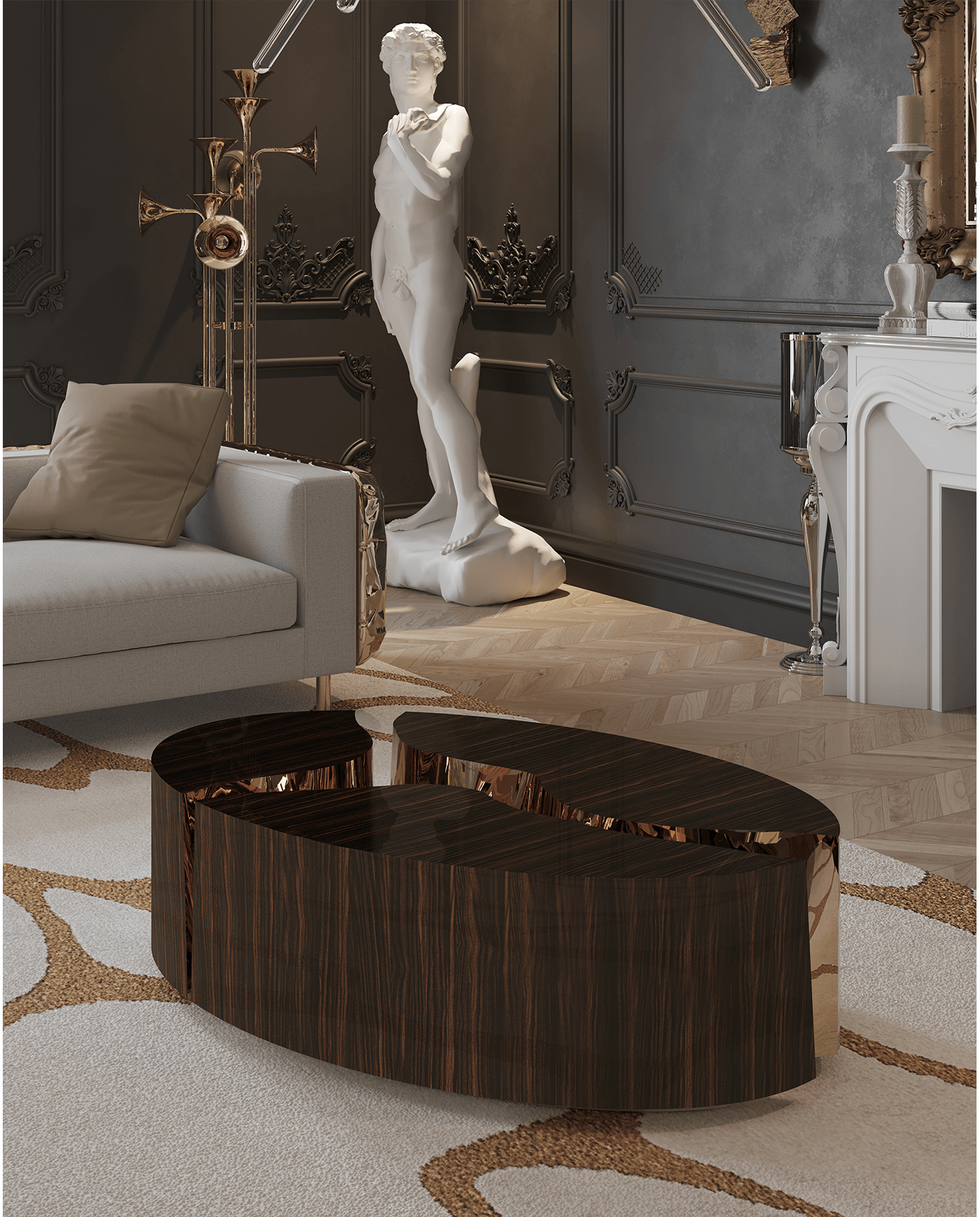 Oval Ebony Designer Coffee Table