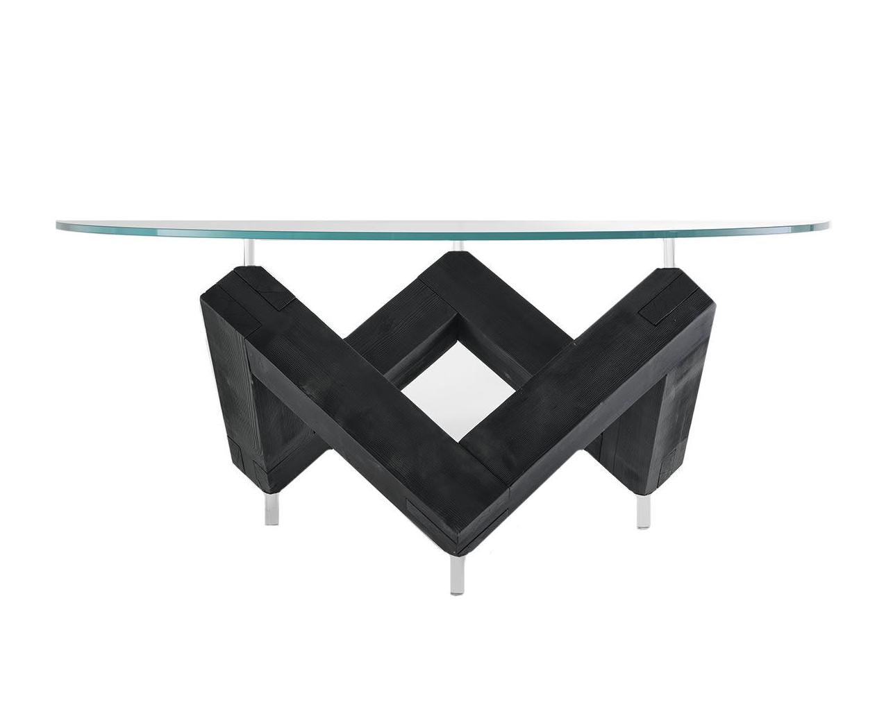 Glass-Top Wooden Table