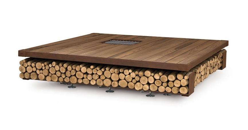 Square Outdoor Fire Pit | Finishing: Brown