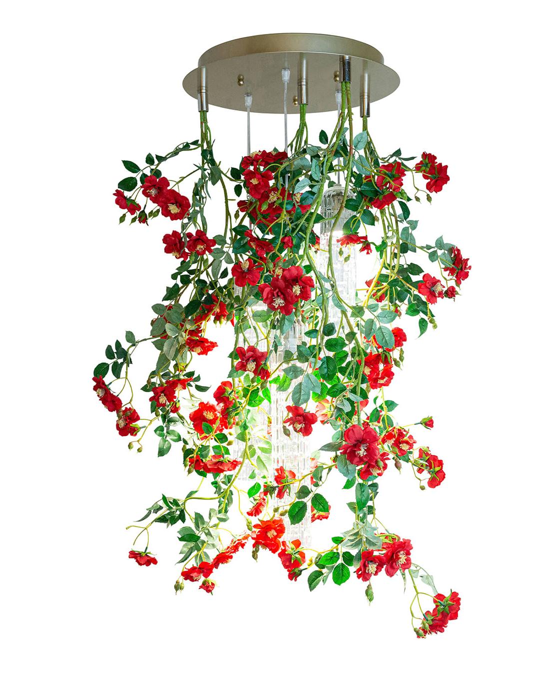 Red Roses Small Handcrafted Chandelier
