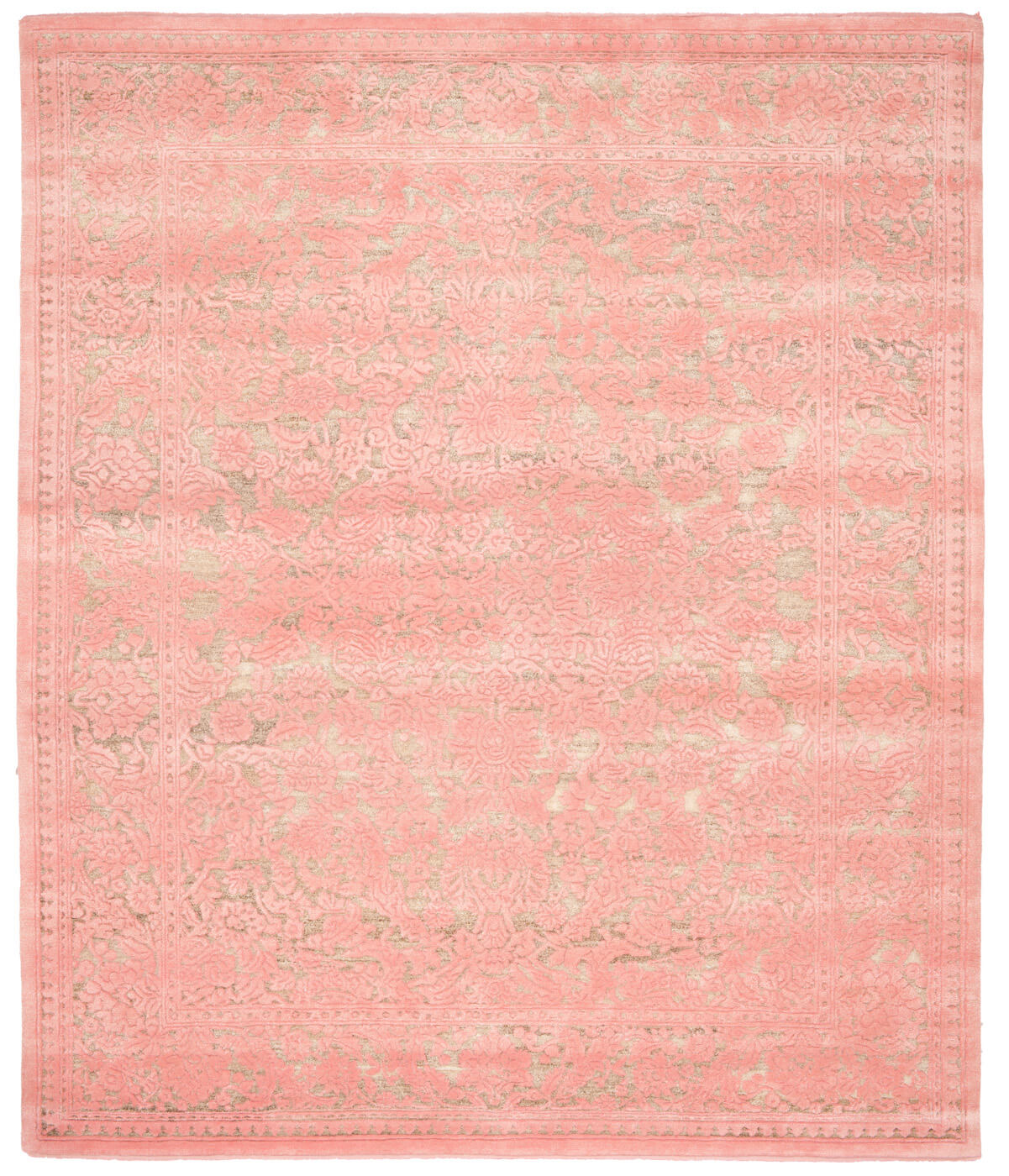 Medallion Hand-woven Pink Luxury Rug | Size: 200 x 300 cm