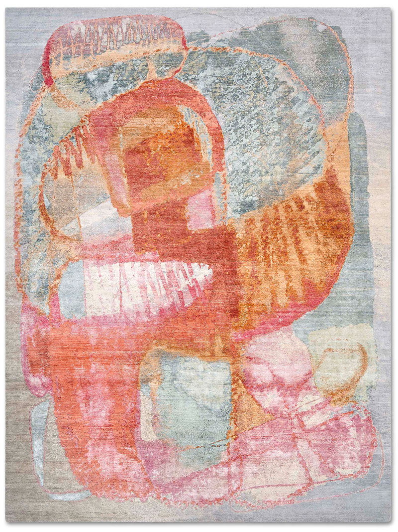 Red Sunset Hand-Knotted Silk / Wool Rug
