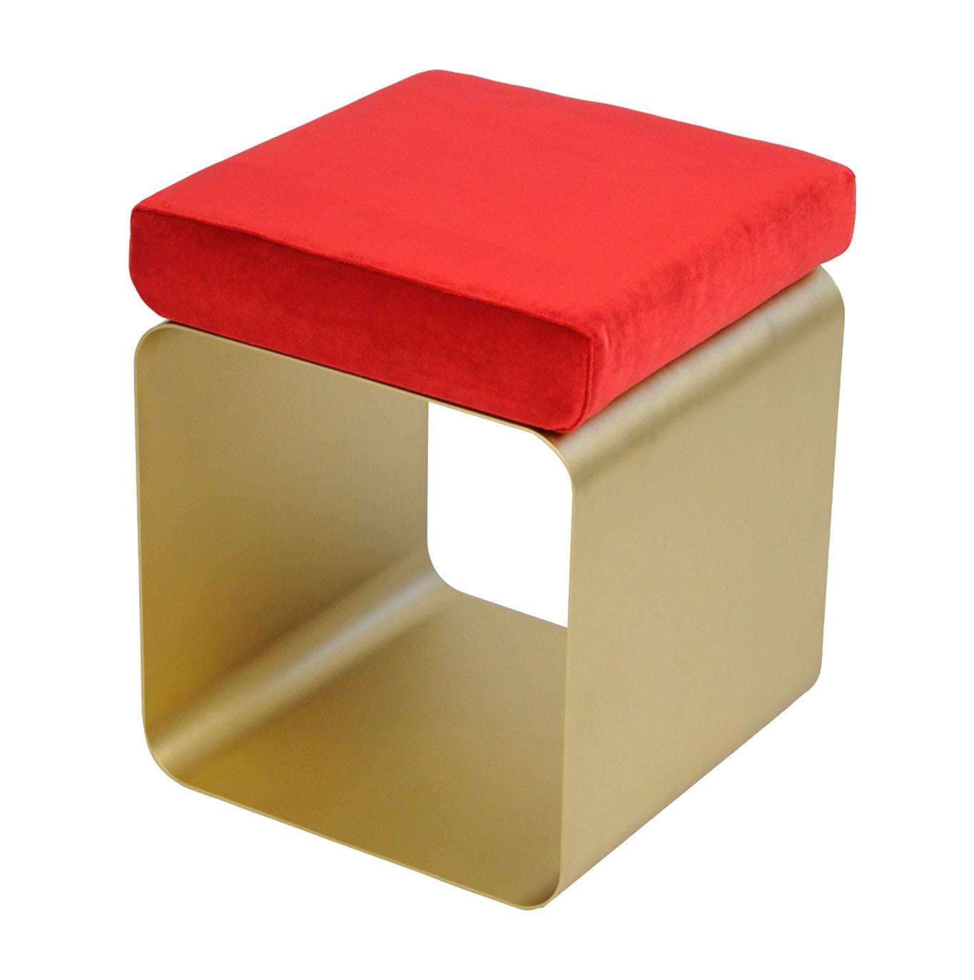 Red Metal Base Stool