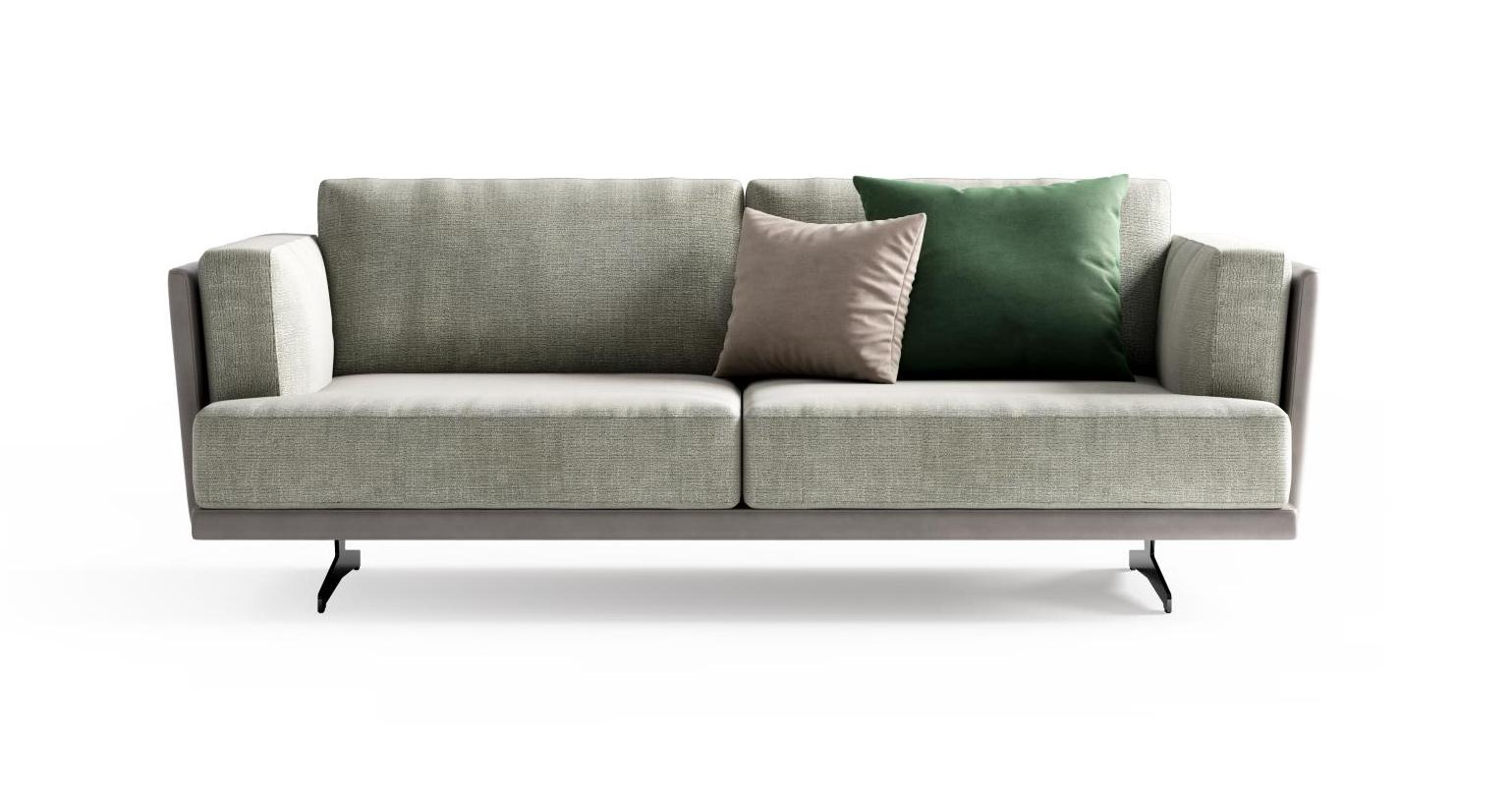 Italian Fabric & Leather Sofa 215 cm