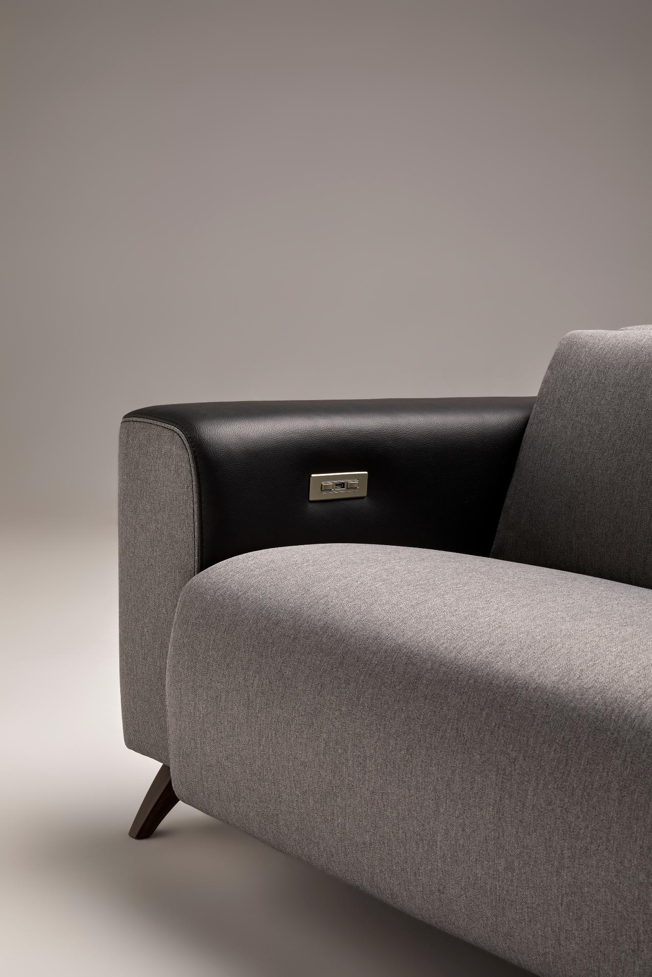 Atlanta Grey 3-Seater Curved Sofa