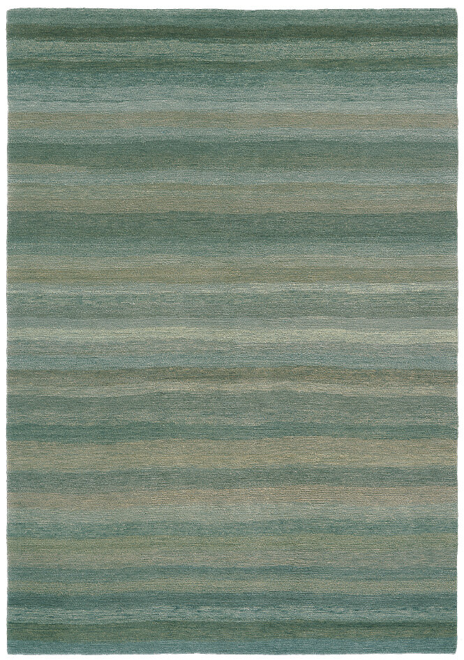 Hand-woven Green Stripes Luxury Rug