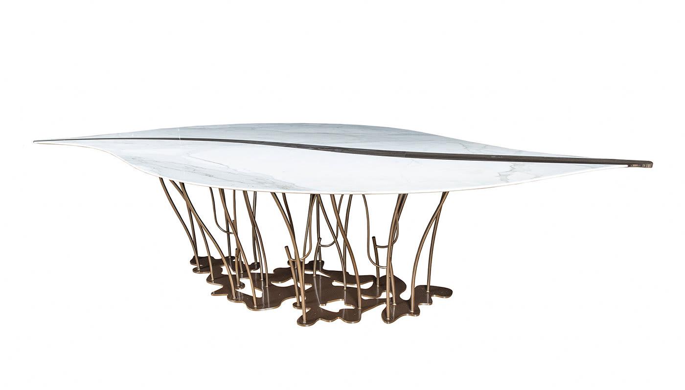 Leaf Marble-Top Italian Dining Table