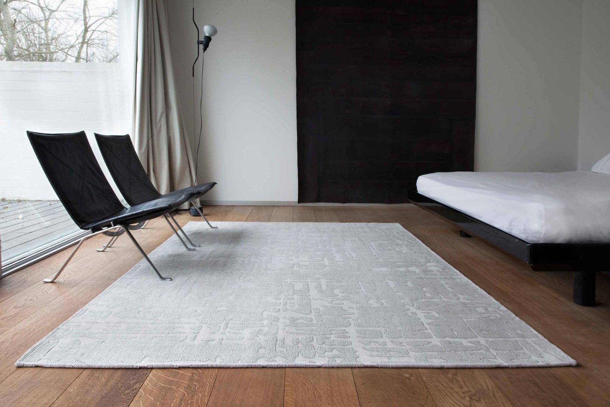 Silver Belgian Flatwoven Rug ☞ Size: 140 x 200 cm