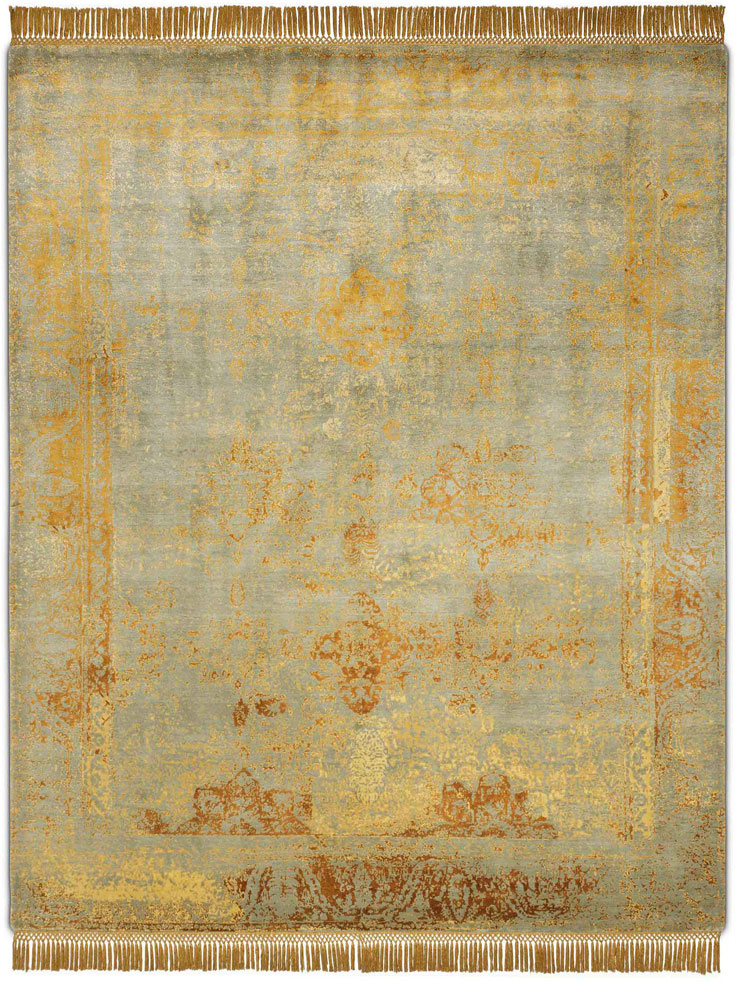 Obvious Gold Hand-Knotted Wool / Silk Rug