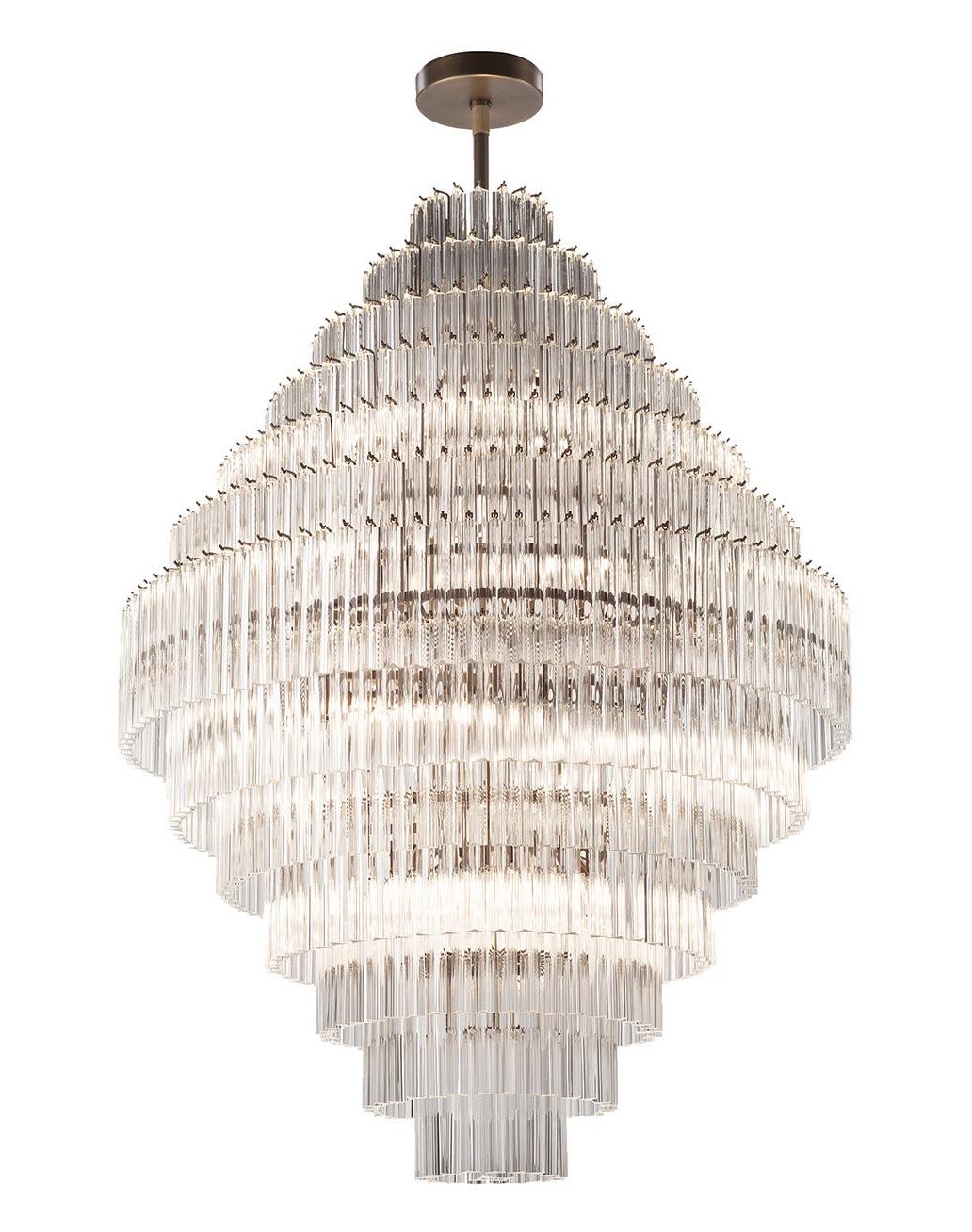 Brunito Brass Murano Triedro Chandelier