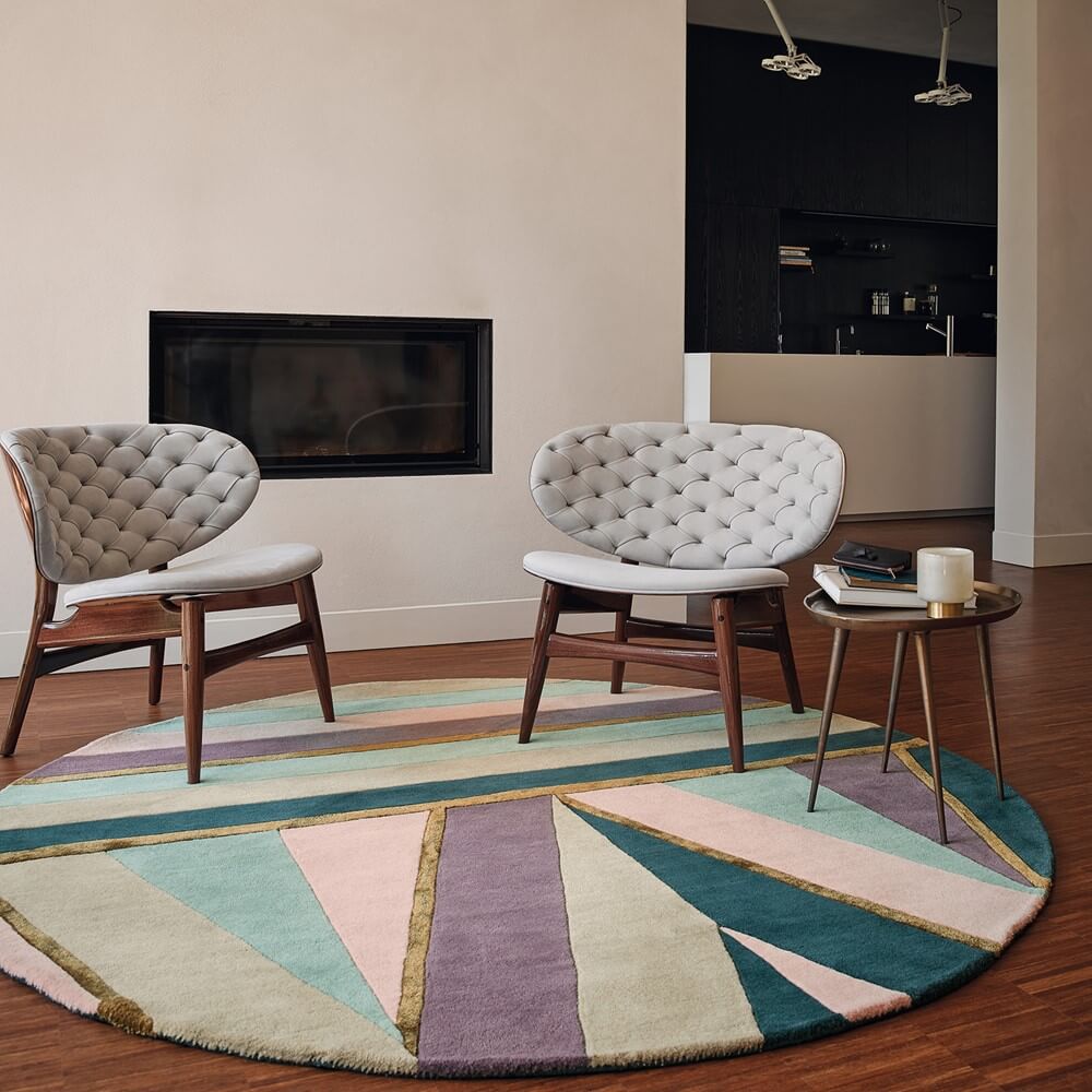 Hand Woven Pink Circle Geometric Rug | Size: Ø 150 cm