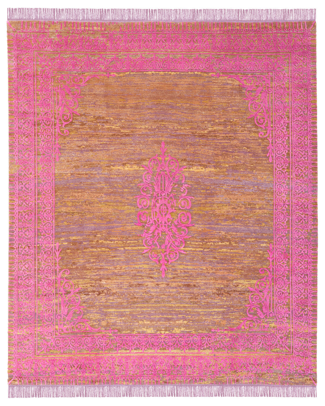 Hand-woven Vintage Style Pink Luxury Rug ☞ Size: 200 x 300 cm