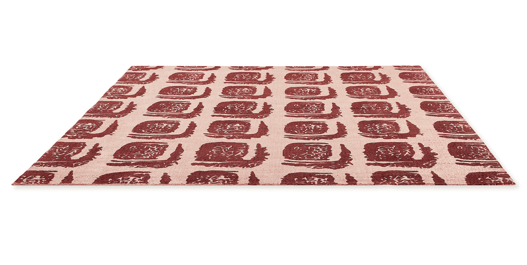 Woodblock Red Designer Rug | Size: 140 x 200 cm