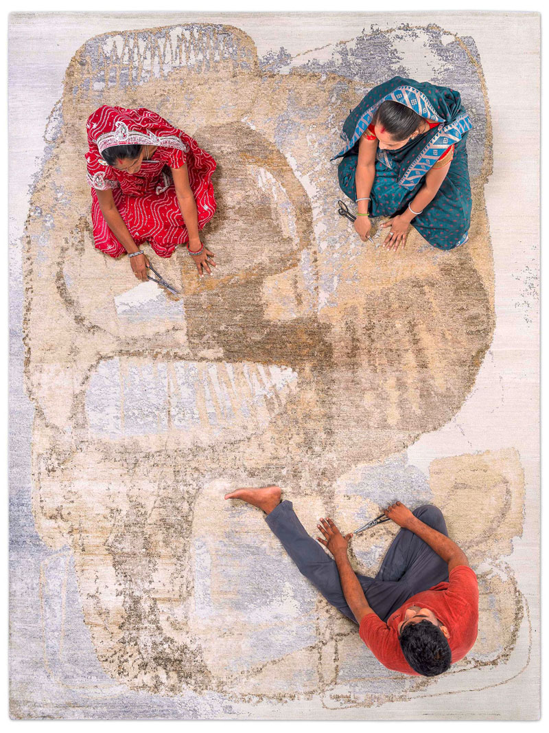Silver Sand Hand-Knotted Silk / Wool Rug