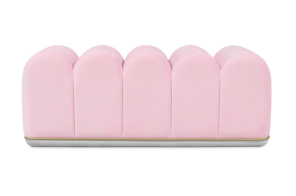 Sweet Swirl Pink Velvet Bench