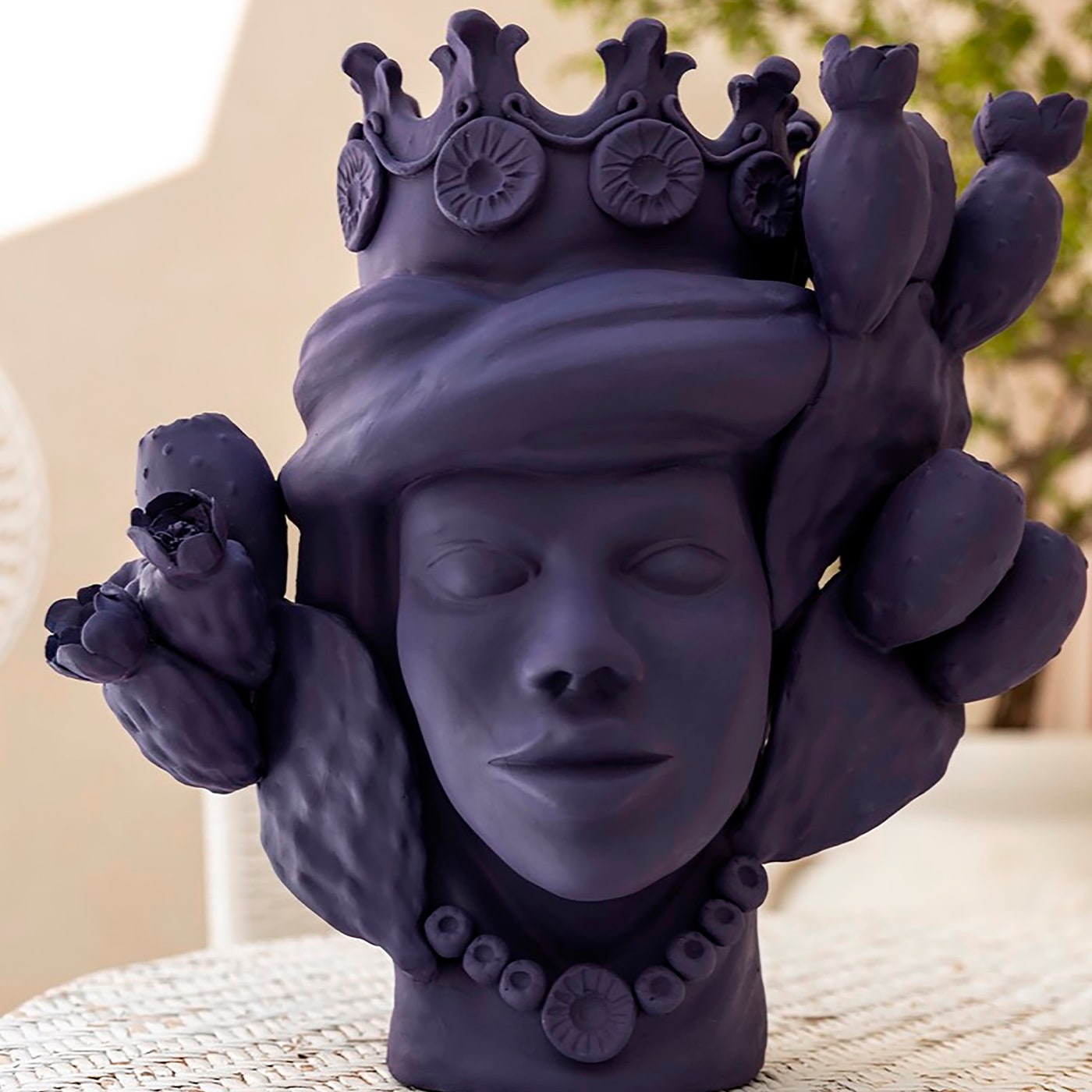 Violet Handcrafted Moor's Head Sculpture from Italy