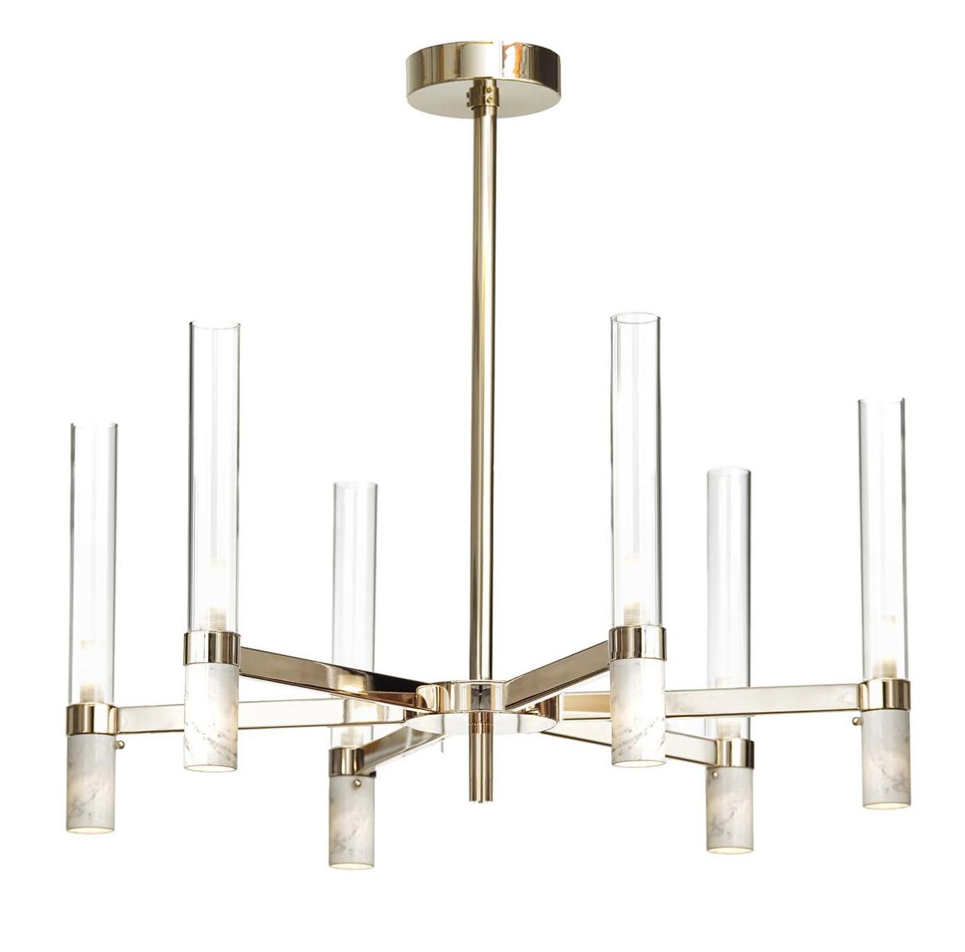 Carrara Marble Gold Chandelier