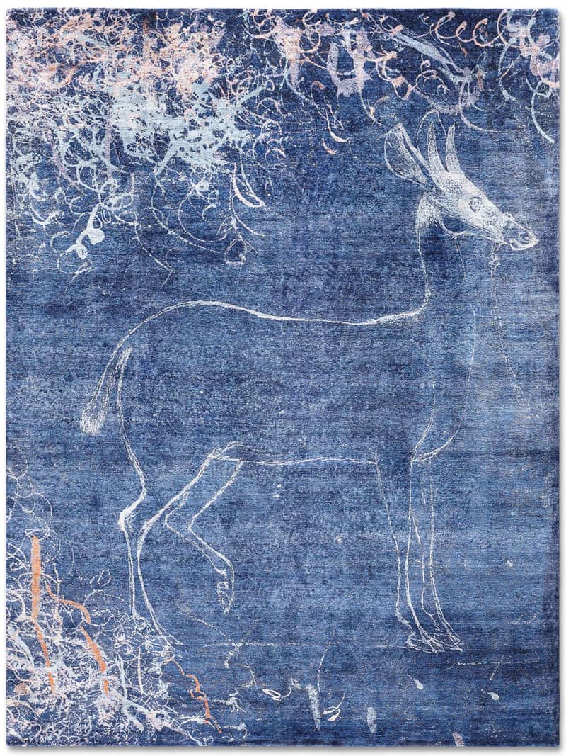 Antelope Blue Hand-Woven Exquisite Rug ☞ Size: 170 x 240 cm